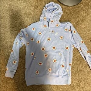 Nike Sky Blue Hoodie with Floral Design